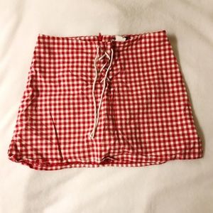 Red Gingham Lace Up Skort or Skirt